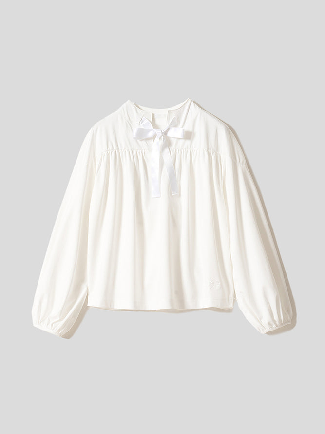 スリットネック リボンプルオーバー 接触冷感T