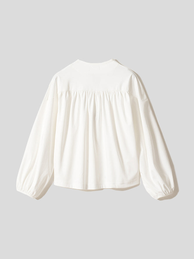 スリットネック リボンプルオーバー 接触冷感T