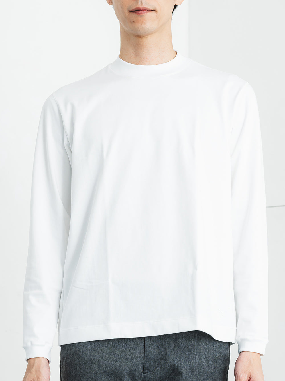 スビンプラチナム長袖T(厚手)／レギュラーフィット／モックネック