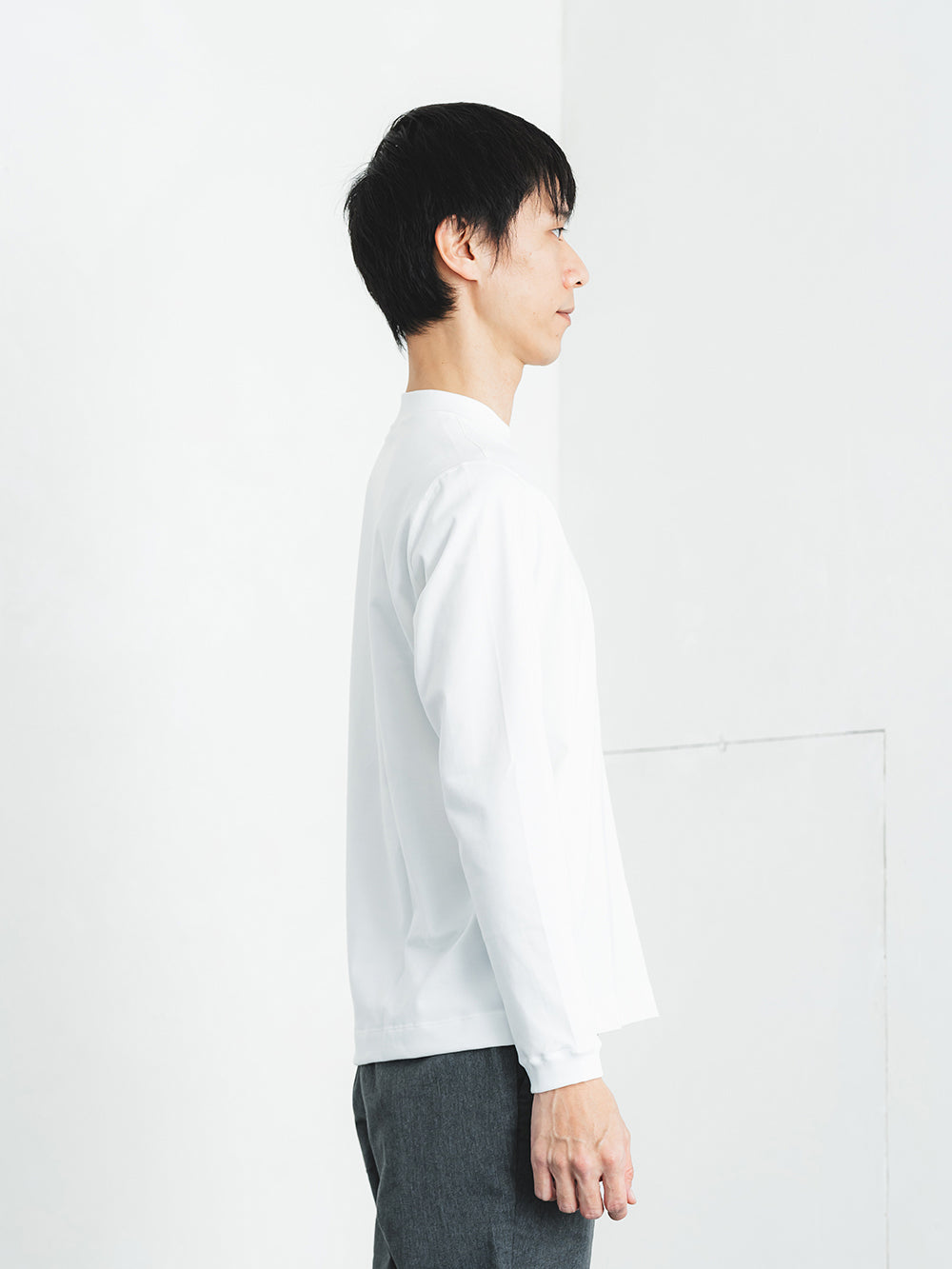 スビンプラチナム長袖T(厚手)／レギュラーフィット／モックネック