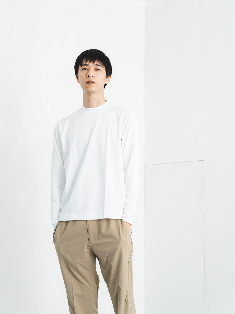 スビンプラチナム長袖T(厚手)／レギュラーフィット／モックネック