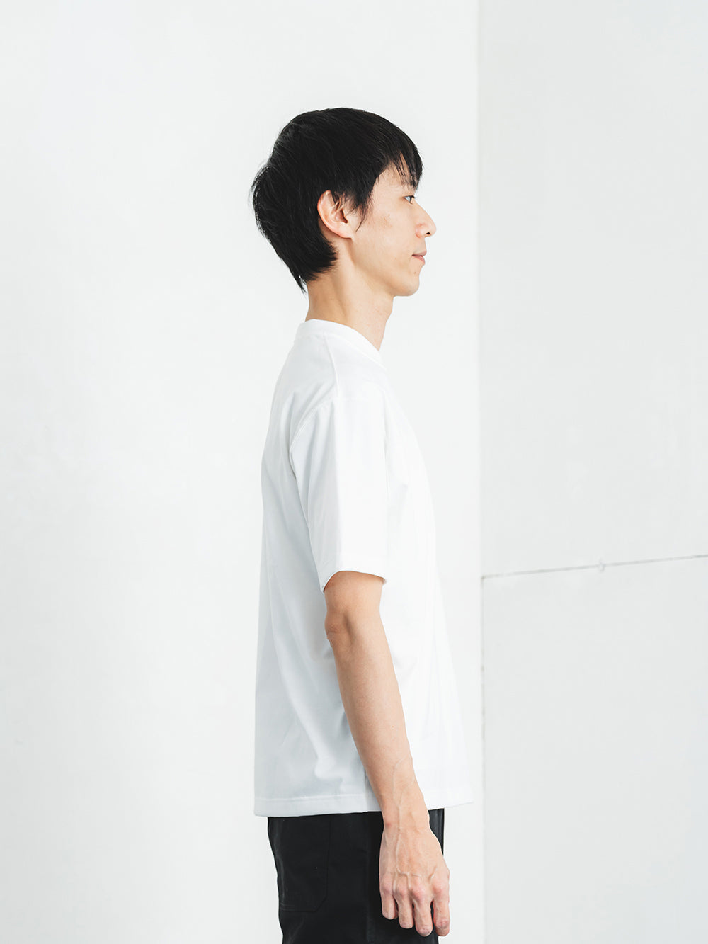 透けにくい白T／ワイドフィット／クルーネック