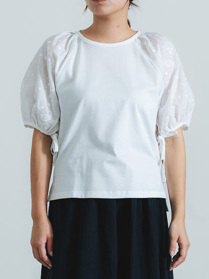 パフスリーブT(ペイズリー柄)