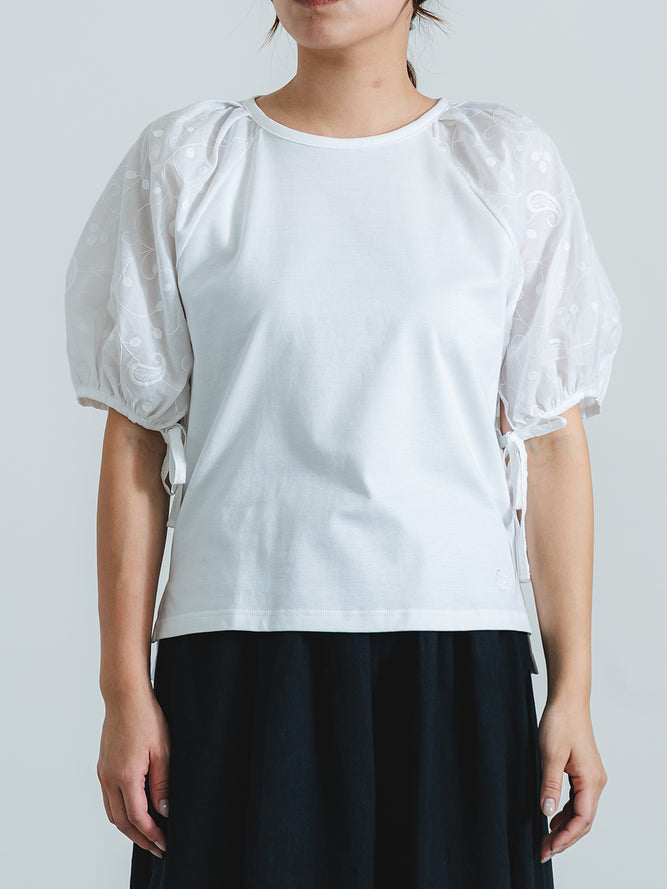 パフスリーブT(ペイズリー柄)