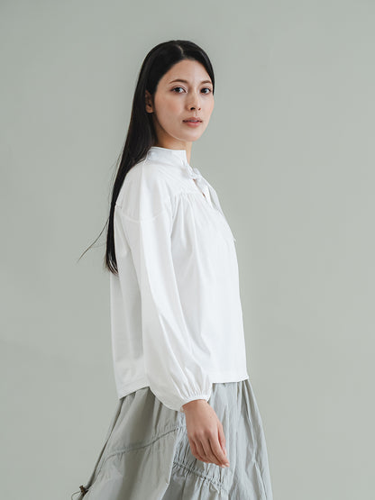 スリットネック リボンプルオーバー 接触冷感T