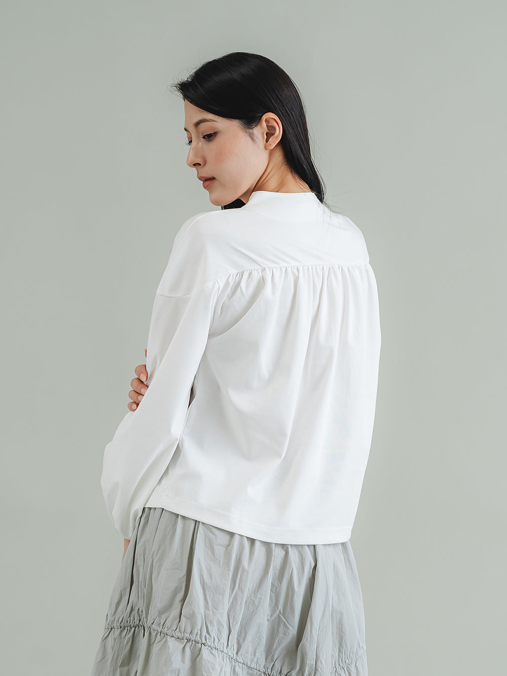 スリットネック リボンプルオーバー 接触冷感T