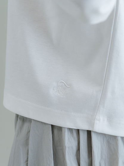 スリットネック リボンプルオーバー 接触冷感T