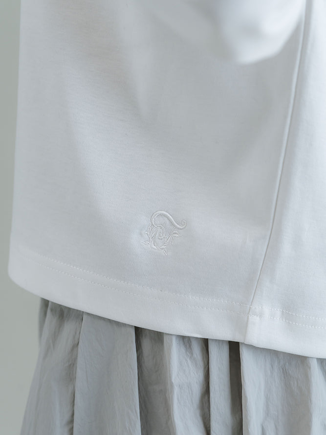 スリットネック リボンプルオーバー 接触冷感T