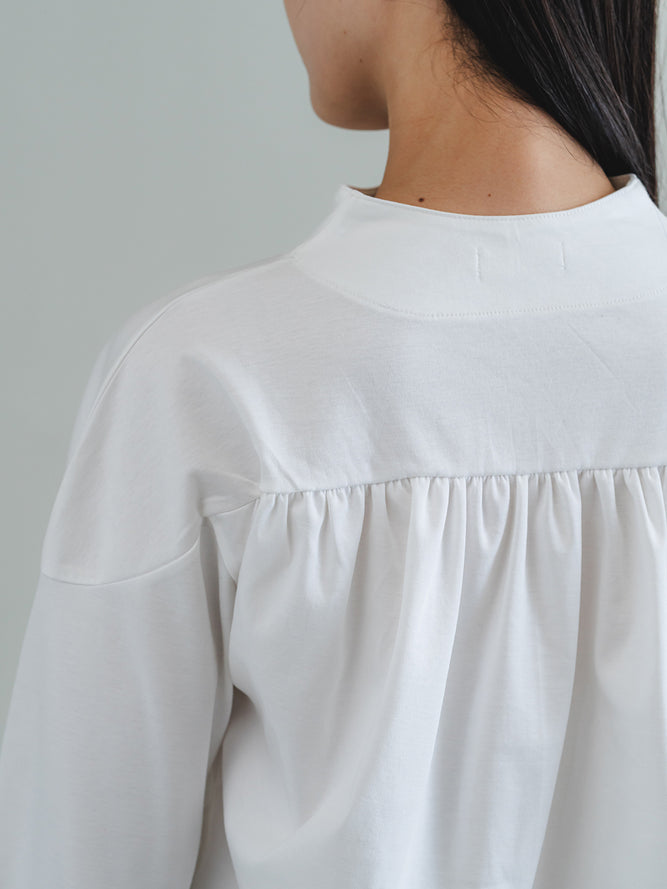 スリットネック リボンプルオーバー 接触冷感T