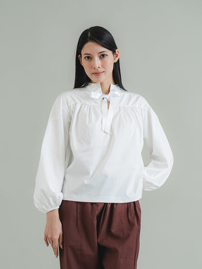 スリットネック リボンプルオーバー 接触冷感T