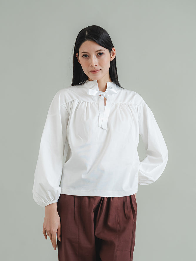 スリットネック リボンプルオーバー 接触冷感T