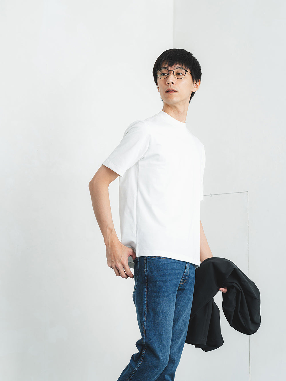 スビンプラチナムT(厚手)／レギュラーフィット／モックネック