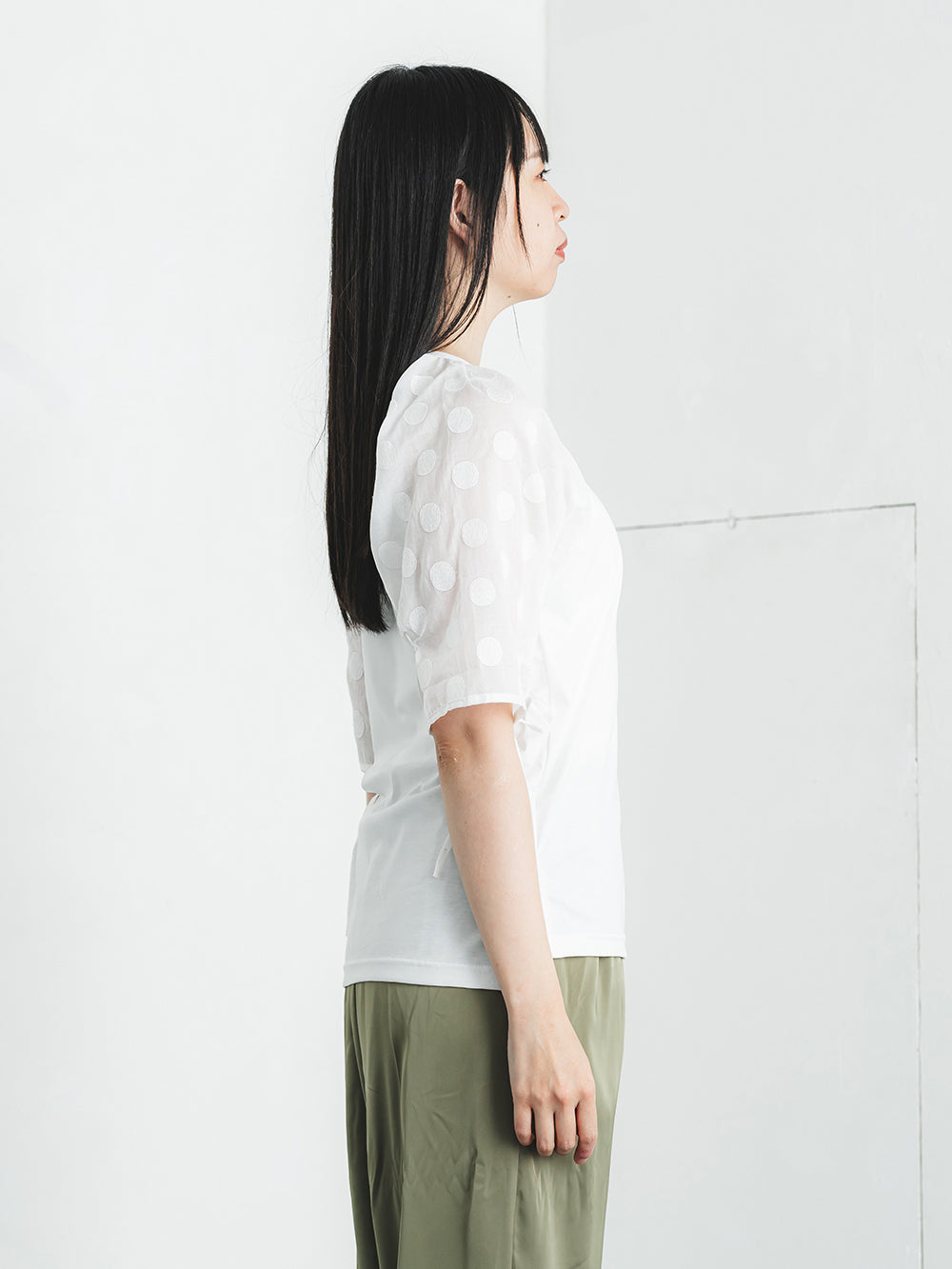 パフスリーブT(ドット柄)