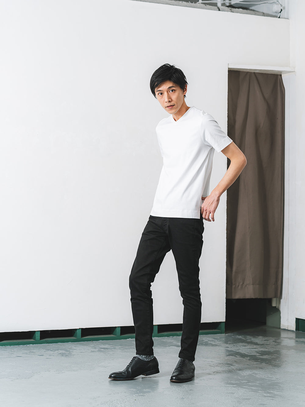 スビンプラチナムT／スリムフィット／Vネック