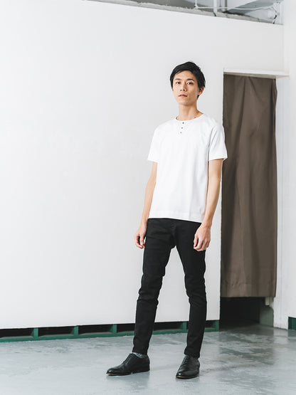 スビンプラチナムT／スリムフィット／ヘンリーネック