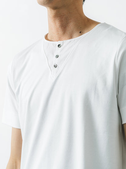 スビンプラチナムT／スリムフィット／ヘンリーネック