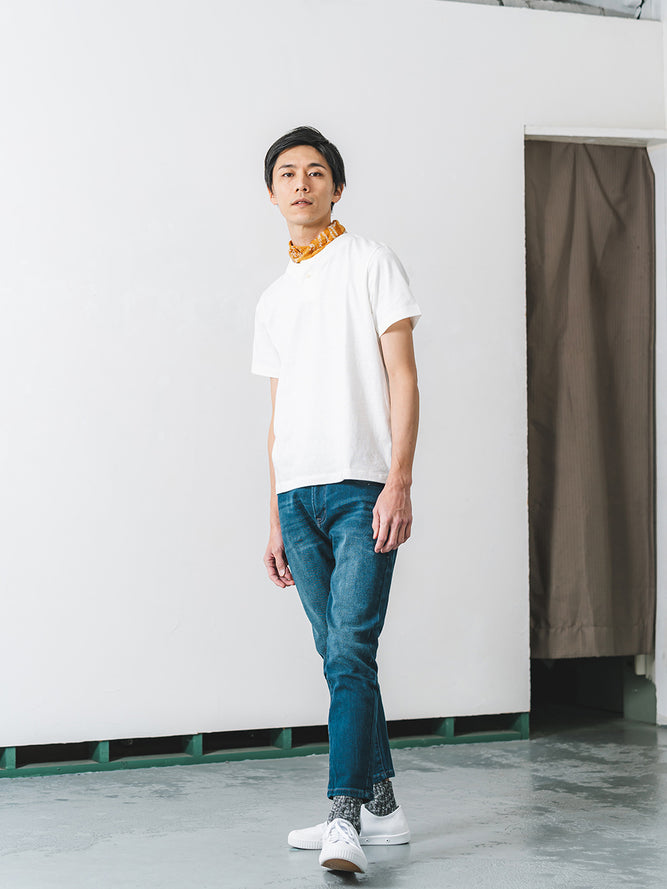 吊り編み天竺T／ワイドフィット／ヘンリーネック