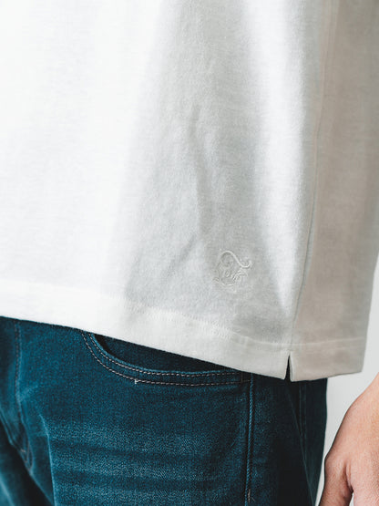 吊り編み天竺T／ワイドフィット／ヘンリーネック