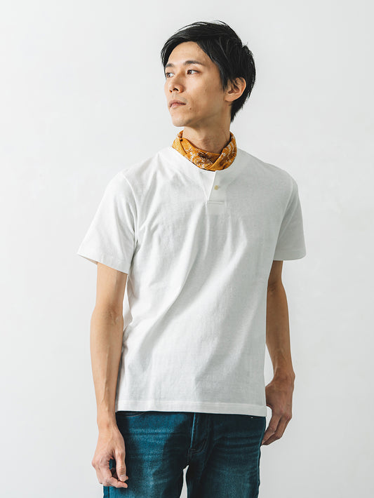 吊り編み天竺T／ワイドフィット／ヘンリーネック