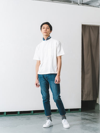 吊り編み天竺ポケットT／ワイドフィット／クルーネック