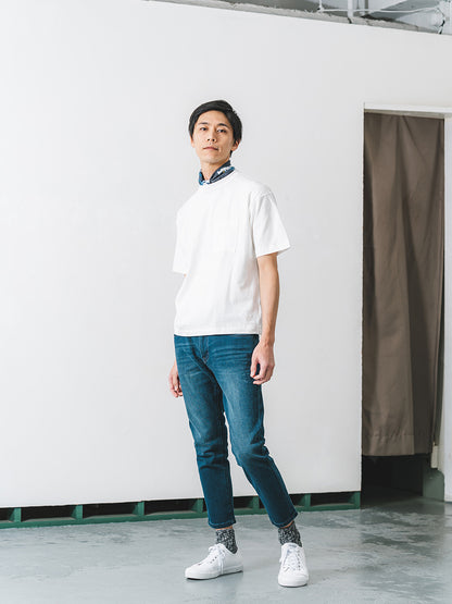 吊り編み天竺ポケットT／ワイドフィット／クルーネック