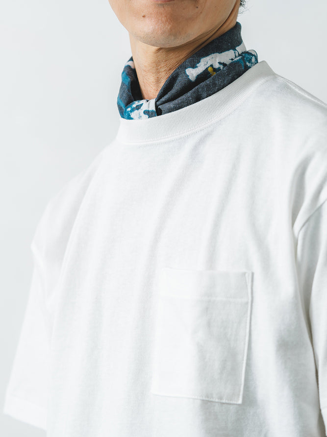 吊り編み天竺ポケットT／ワイドフィット／クルーネック