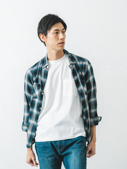 吊り編み天竺ポケットT／ワイドフィット／クルーネック