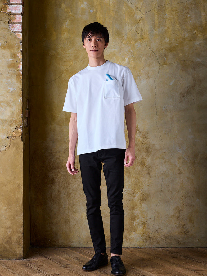 立体ポケットT／ワイドフィット／クルーネック