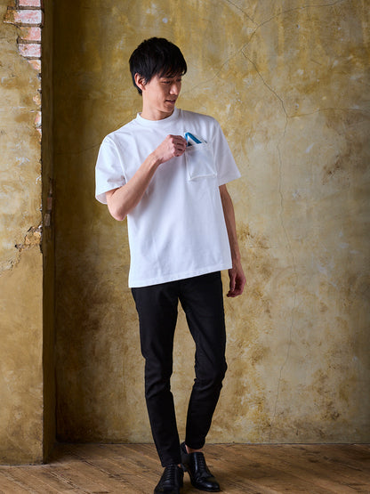 立体ポケットT／ワイドフィット／クルーネック