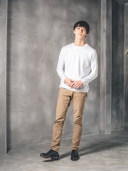 スビンプラチナム長袖T／スリムフィット／クルーネック