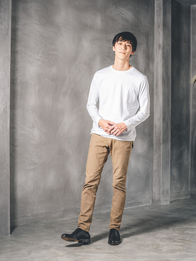 スビンプラチナム長袖T／スリムフィット／クルーネック