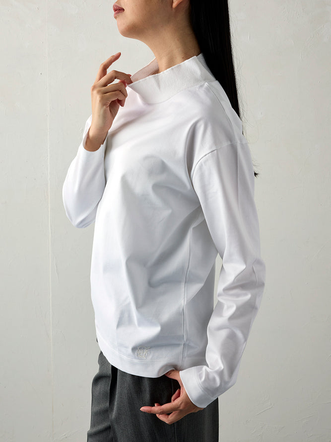 モックネック長袖T