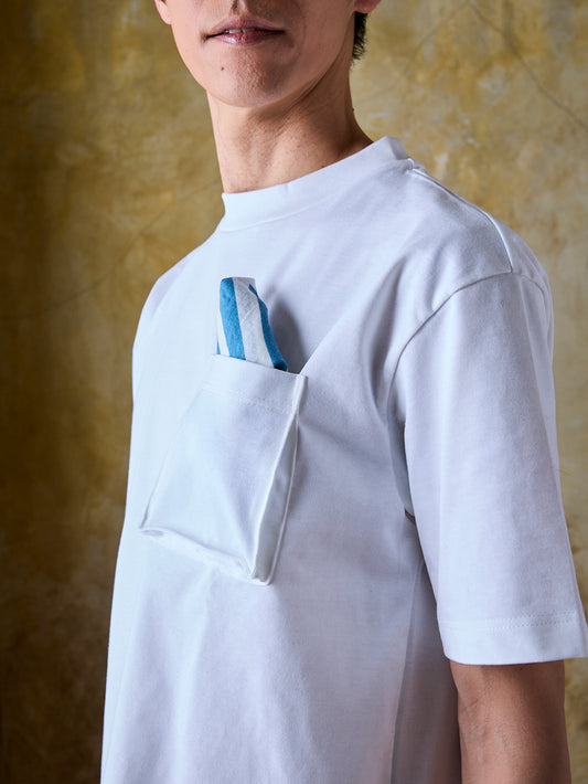 立体ポケットT／ワイドフィット／クルーネック