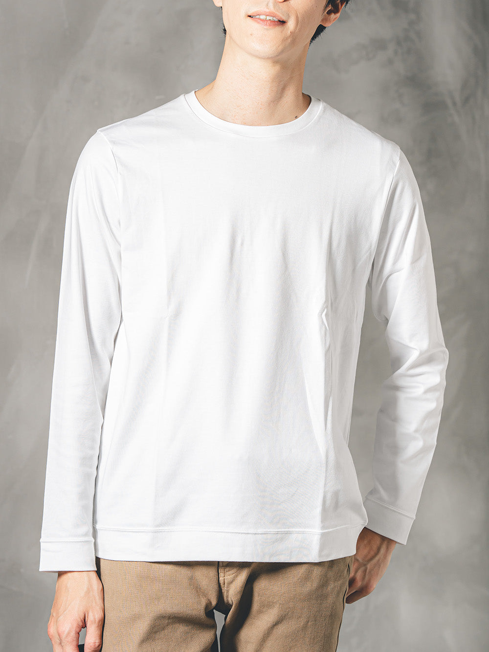 スビンプラチナム長袖T／スリムフィット／クルーネック